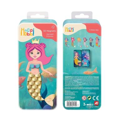 HappiHobbi Magnet Tins Mermaid Princess Εκπαιδευτικοί Χάρτινοι Μαγνήτες