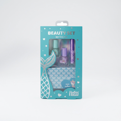 HappiHobbi Σετ Ομορφιάς με Θήκη Sparkle Love σε 2 Σχέδια Για 6+ Ετών - Τυρκουάζ