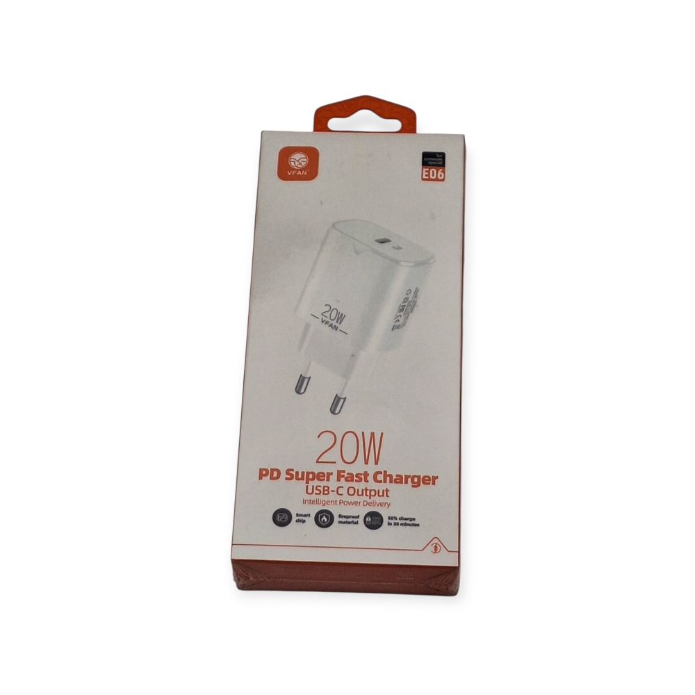 VFAN Φορτιστής Χωρίς Καλώδιο με Θύρα USB-C 20W - Λευκός Ε06