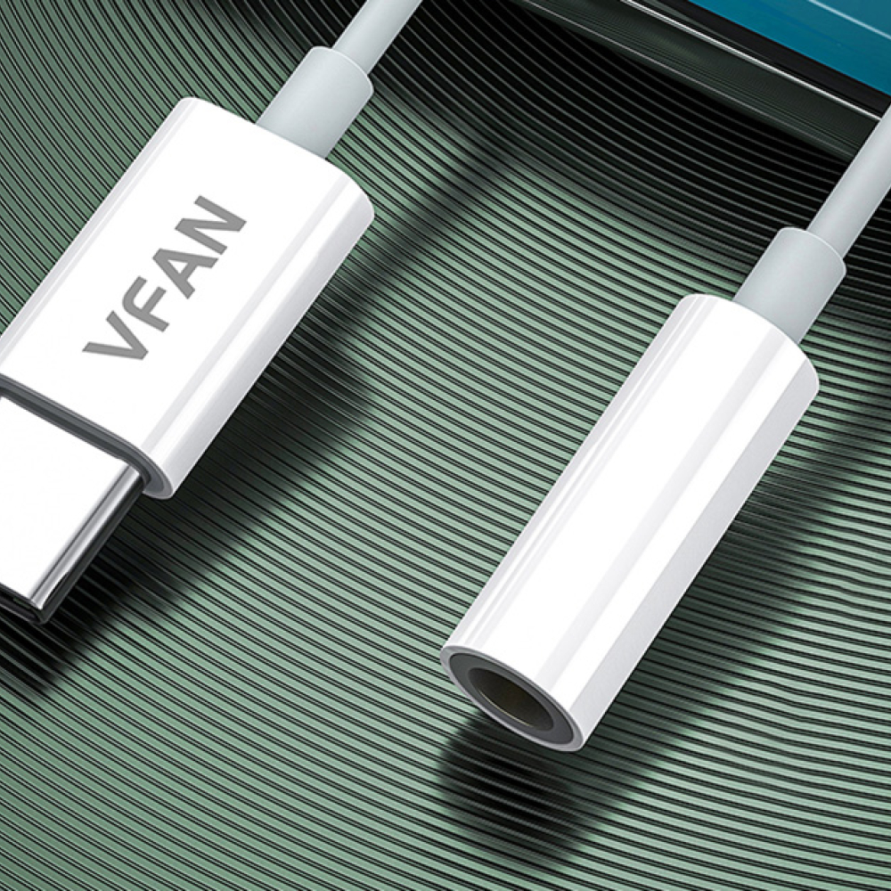 VFAN Αντάπτορας Audio Type C Male to 3.5mm Female Adapter - L08 - Λευκό