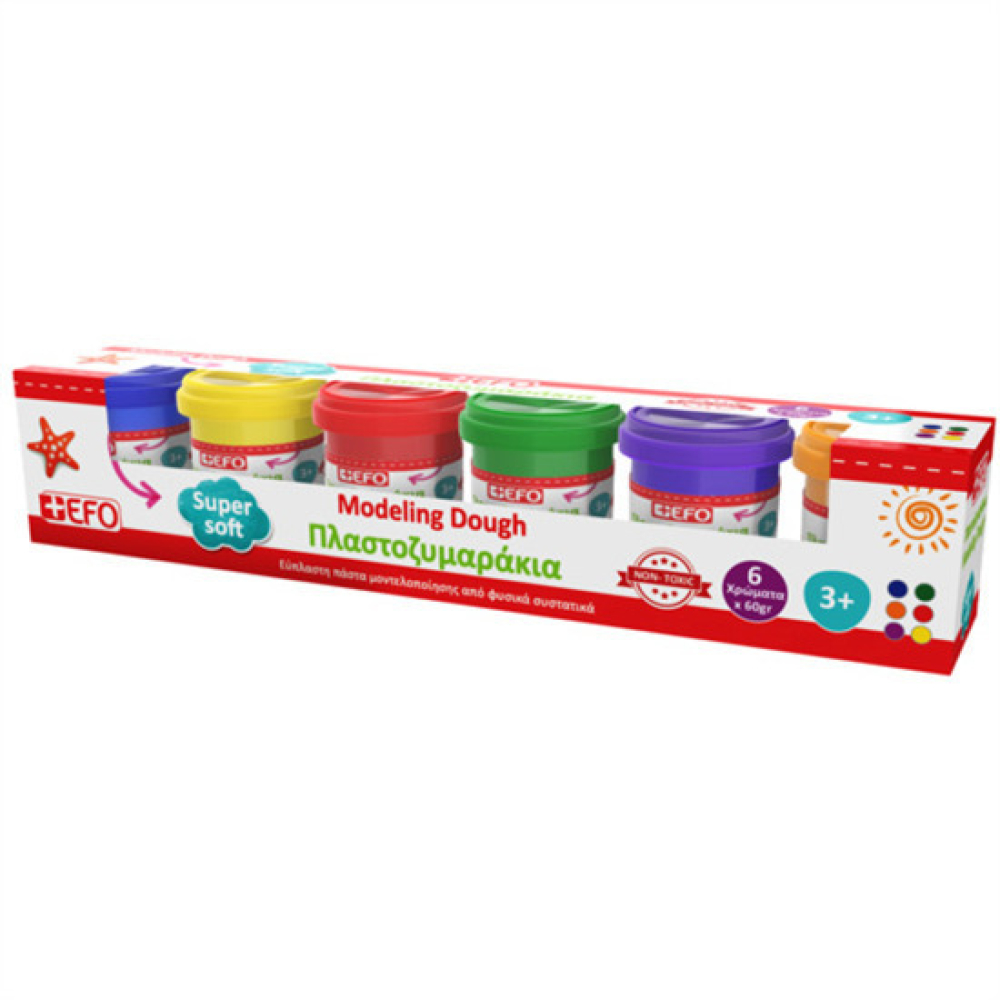 EFO Πλαστοζυμαράκια 6x60gr – Super Soft Modeling Dough