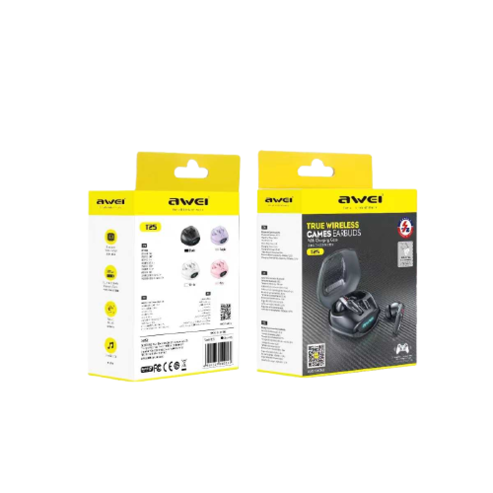 AWEI Ασύρματα ακουστικά Bluetooth με θήκη φόρτισης – T25 – Μαύρο