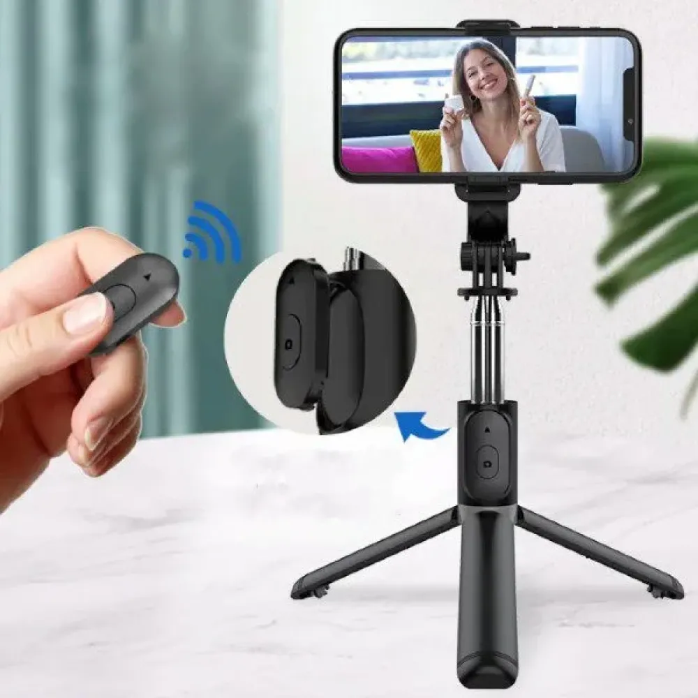 Selfie Stick Τρίποδο Κινητού με Bluetooth (Χωρίς φως) - Q07 - Mαύρο