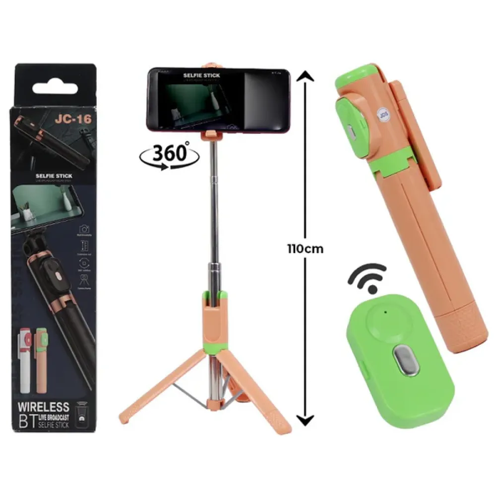 Selfie Stick Τρίποδο Κινητού με Bluetooth JC-16 - Μαύρο