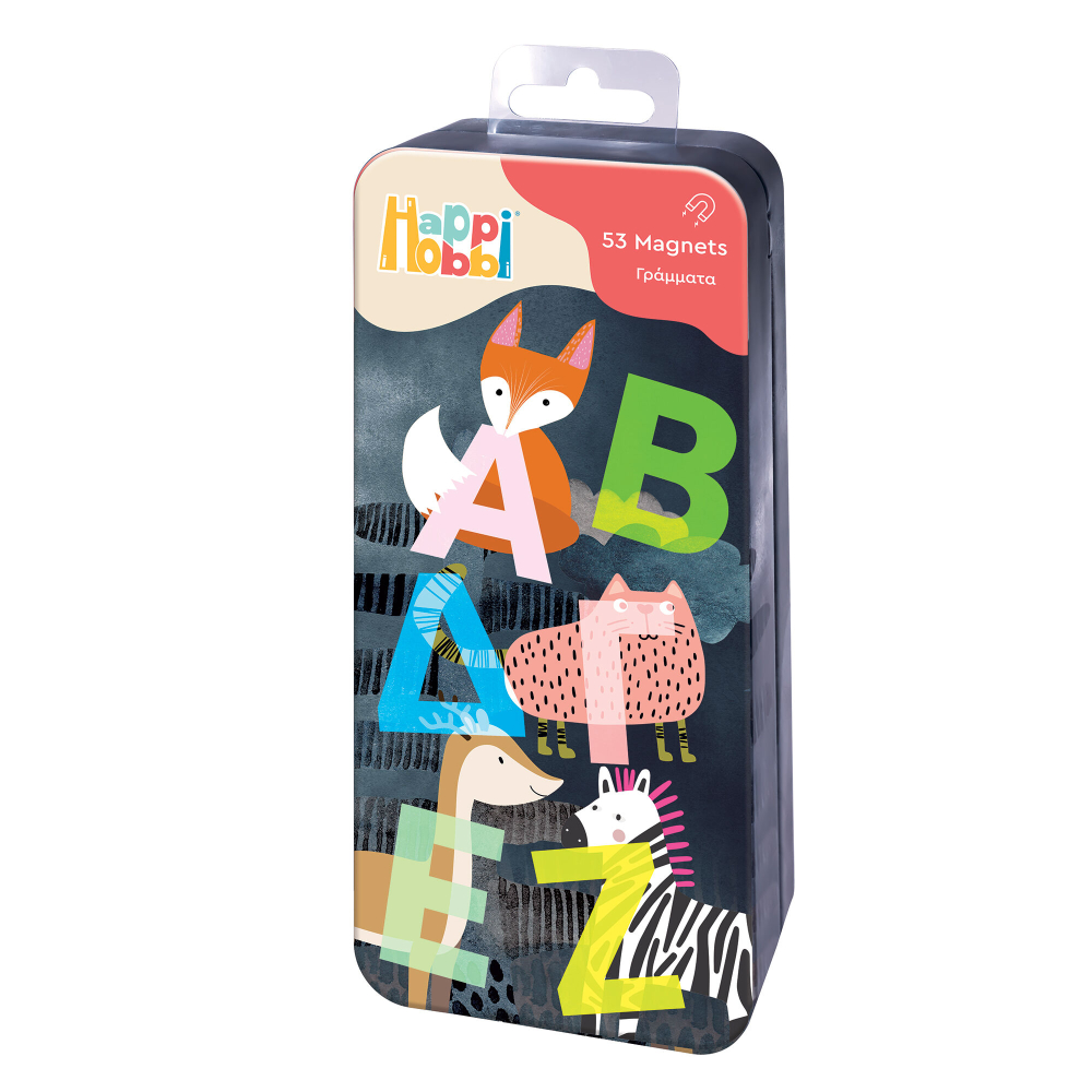 HappiHobbi Magnet Tin Γράμματα Εκπαιδευτικοί Χάρτινοι Μαγνήτες Για 3+ Χρονών