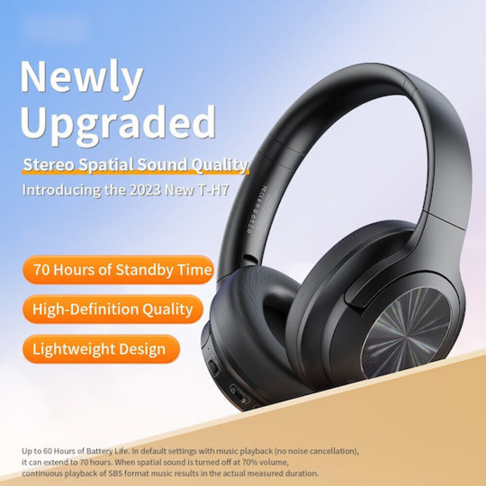 TRANYOO T-H7 Ασύρματα Bluetooth On Ear Ακουστικά Μαύρα