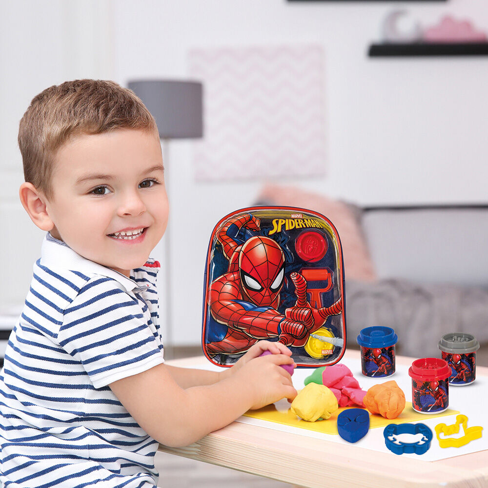 AS Πλαστελίνη Marvel Spiderman Τσάντα Πλάτης Με 4 Βαζάκια - Καπάκια Καλουπάκια Και 5 Εργαλεία 200gr