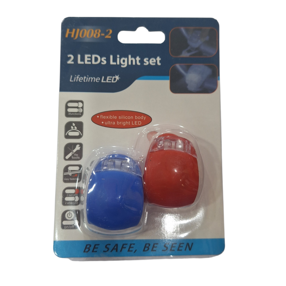 Φωτάκι Σιλικόνης Ποδηλάτου σετ 2 Τεμαχίων LED κόκκινο και μπλε