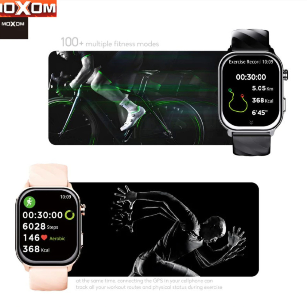 MOXOM MX-WH25 Smartwatch 2.01” με Κλήσεις, GPS, 100+ Sport Modes, Αδιάβροχο 10m & Health Tracker Ροζ