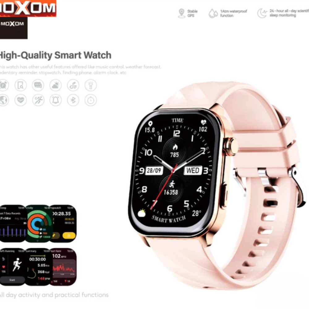 MOXOM MX-WH25 Smartwatch 2.01” με Κλήσεις, GPS, 100+ Sport Modes, Αδιάβροχο 10m & Health Tracker Ροζ