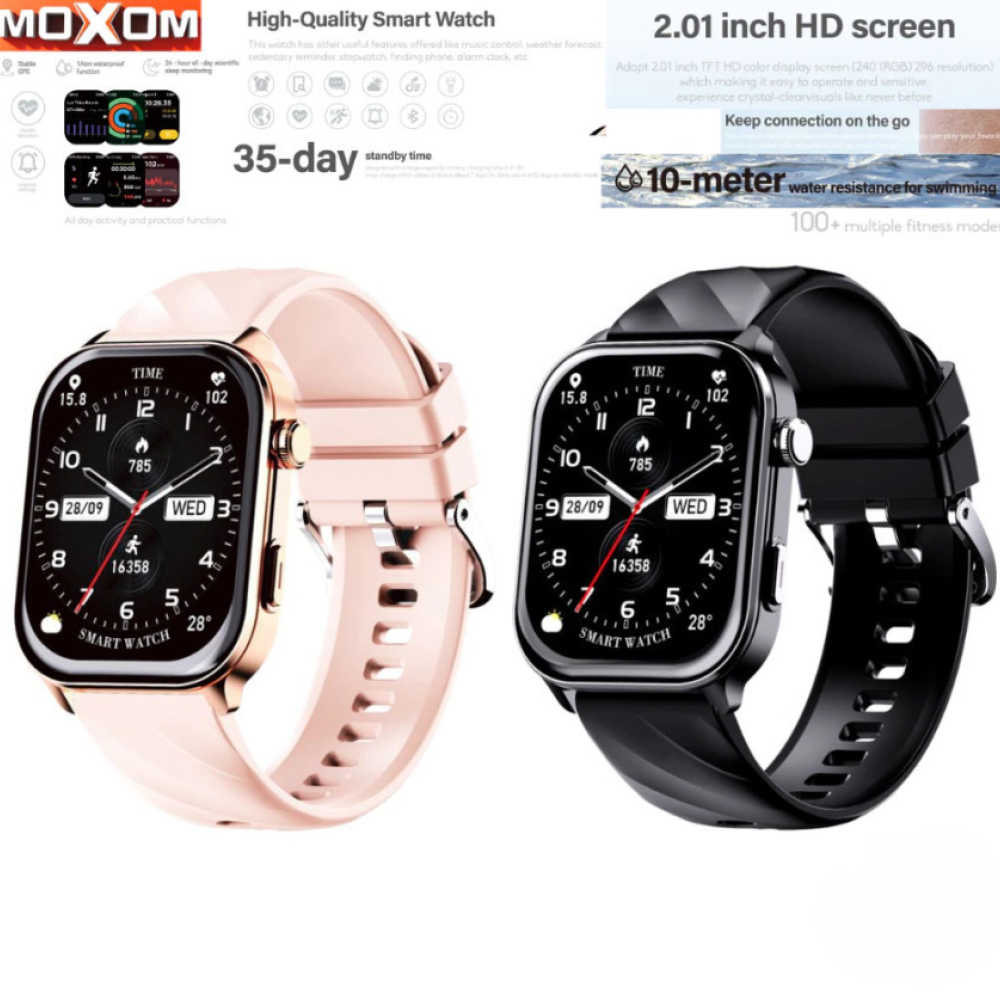 MOXOM MX-WH25 Smartwatch 2.01” με Κλήσεις, GPS, 100+ Sport Modes, Αδιάβροχο 10m & Health Tracker Ροζ