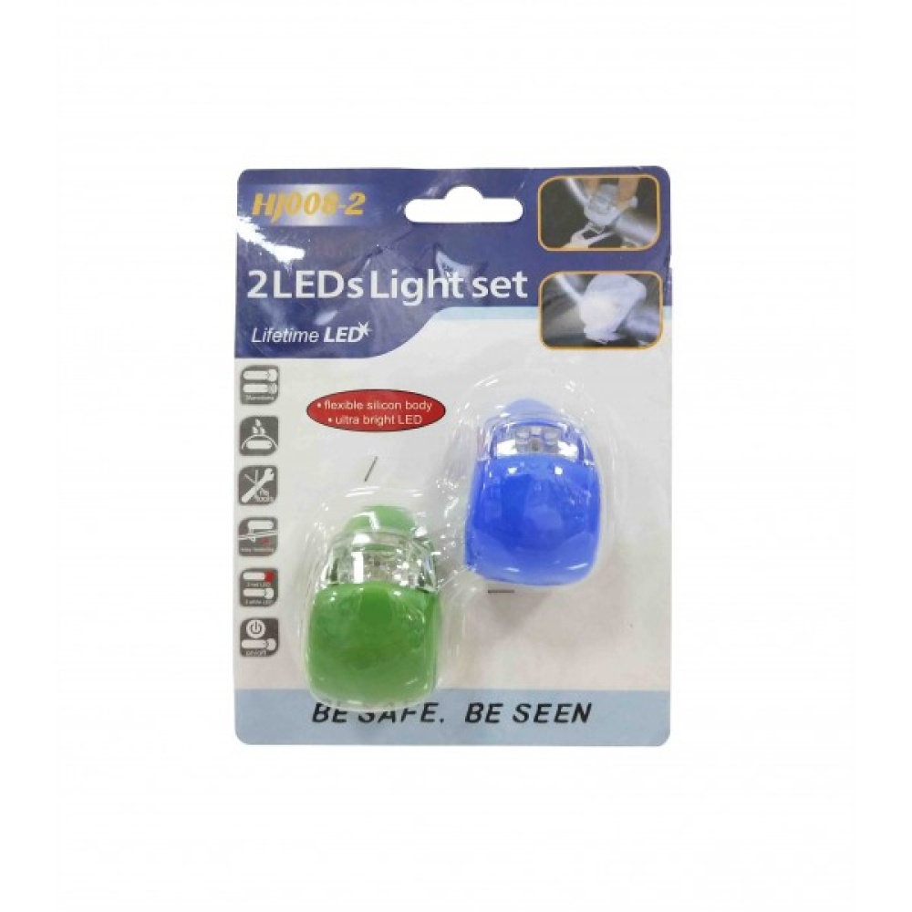 Φωτάκι Σιλικόνης Ποδηλάτου σετ 2 Τεμαχίων LED πράσινο και μπλε