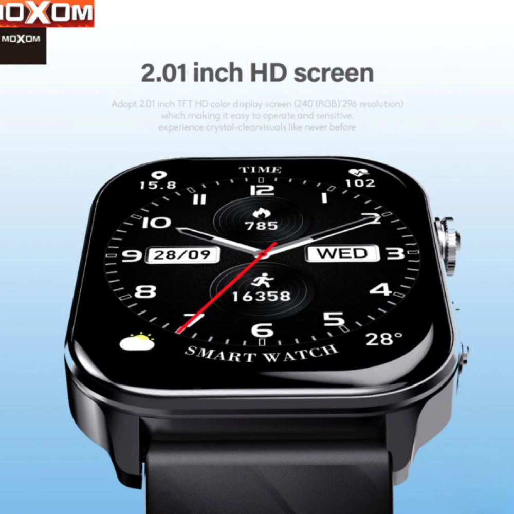 MOXOM MX-WH25 Smartwatch 2.01” με Κλήσεις, GPS, 100+ Sport Modes, Αδιάβροχο 10m & Health Tracker Ροζ