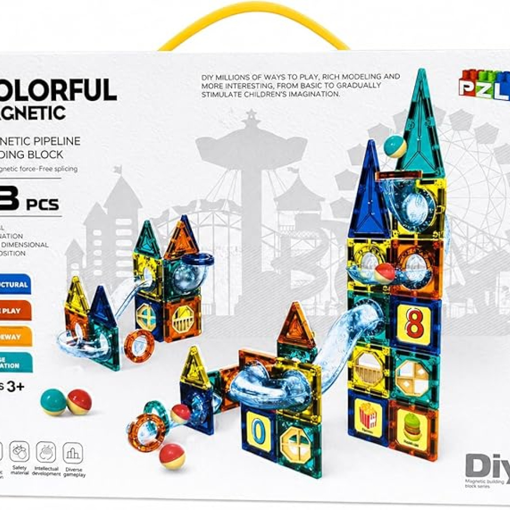 Colorful Magnetic Pipeline Building Block 73τμχ | Μαγνητικό Παιχνίδι Κατασκευών με Μπίλιες