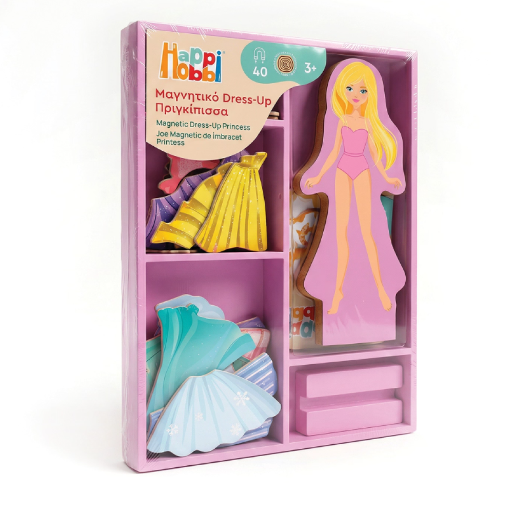 Happi Hobbi Magnet Wooden Doll Assortment of 2 Για 3+ Ετών Πριγκίπισσα