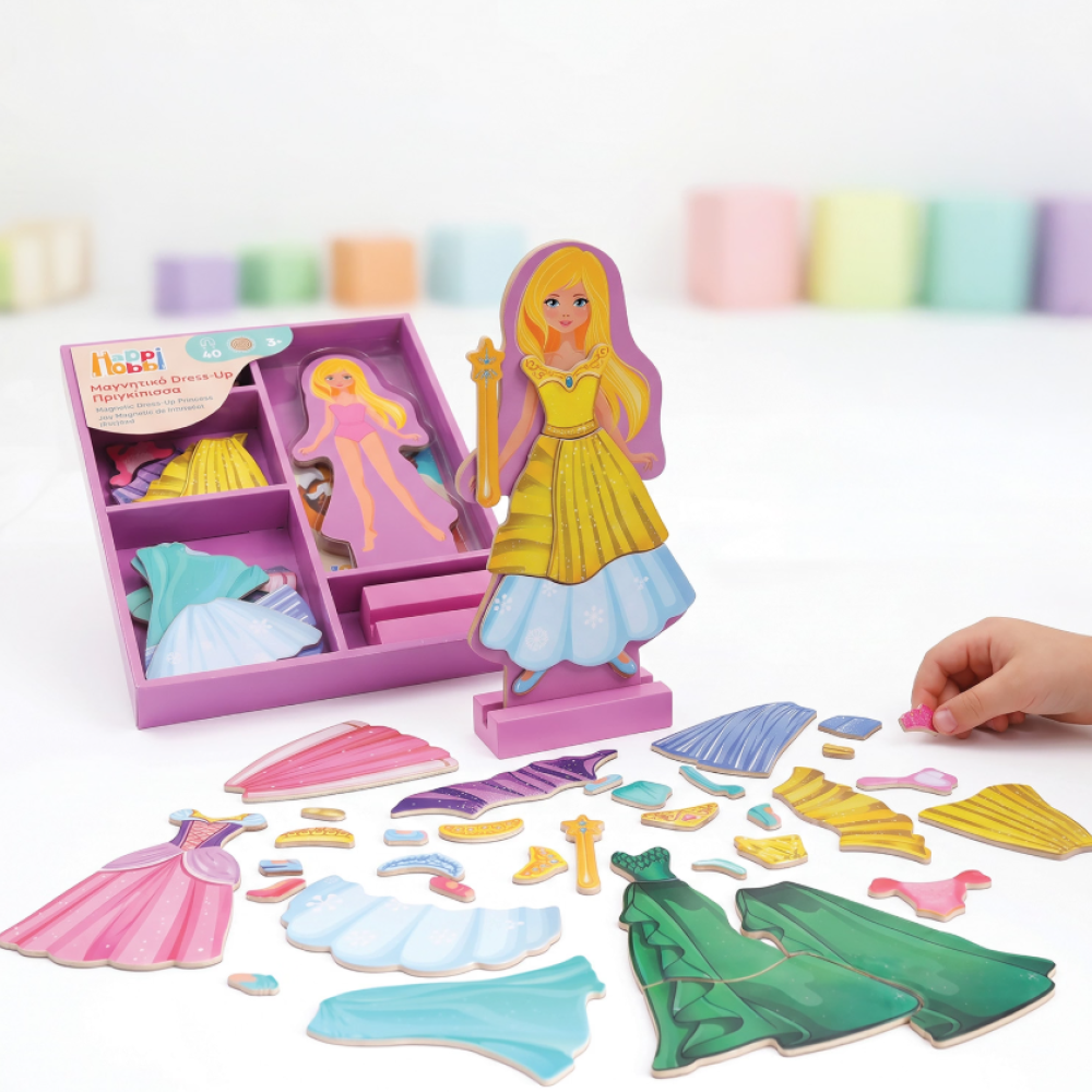Happi Hobbi Magnet Wooden Doll Assortment of 2 Για 3+ Ετών Πριγκίπισσα