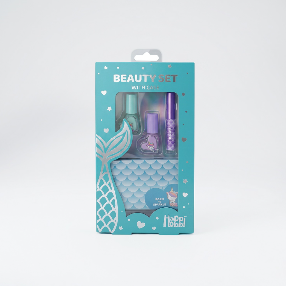 HappiHobbi Σετ Ομορφιάς με Θήκη Sparkle Love σε 2 Σχέδια Για 6+ Ετών - Τυρκουάζ
