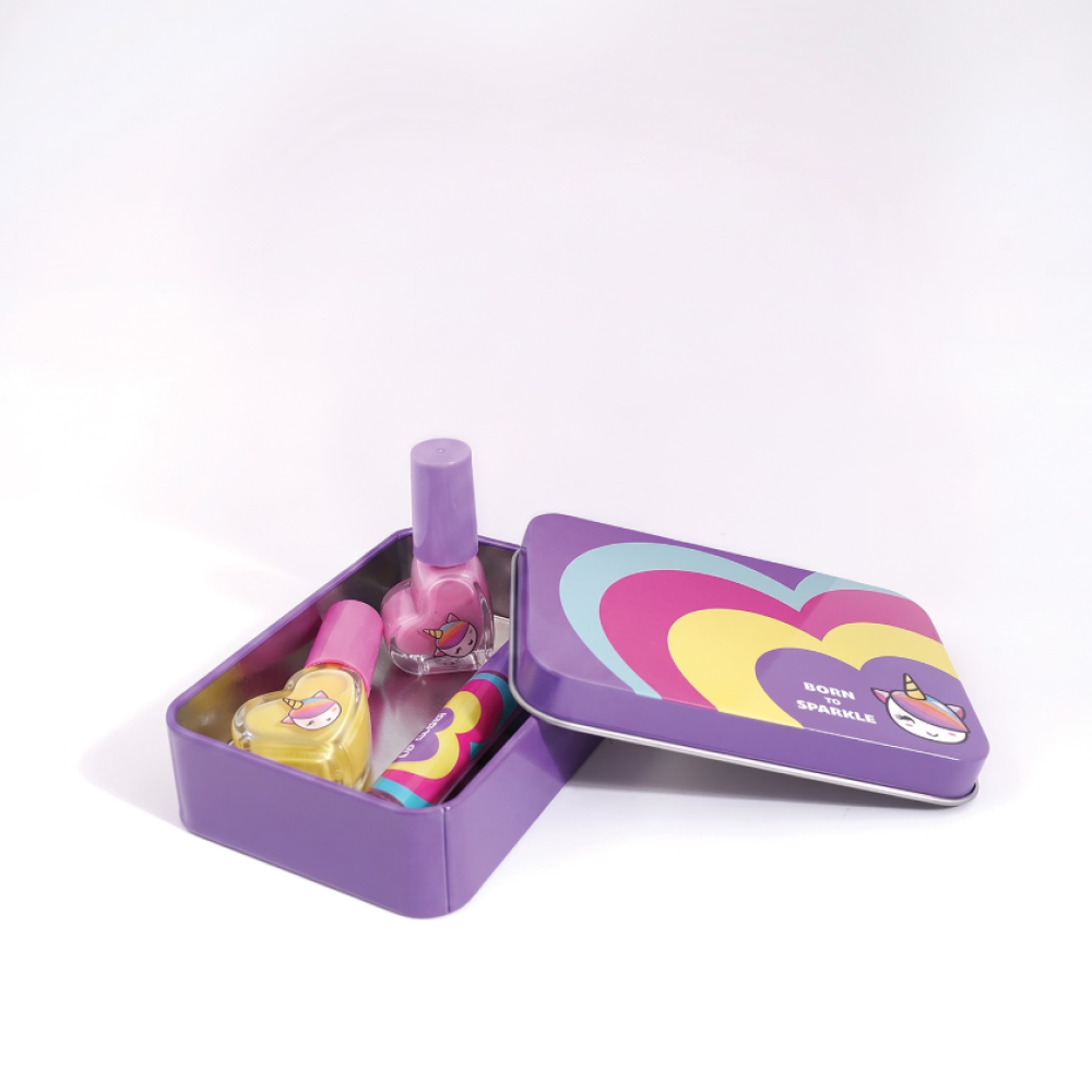 HappiHobbi Σετ Ομορφιάς με Θήκη Sparkle Love σε 2 Σχέδια Για 6+ Ετών - Μωβ
