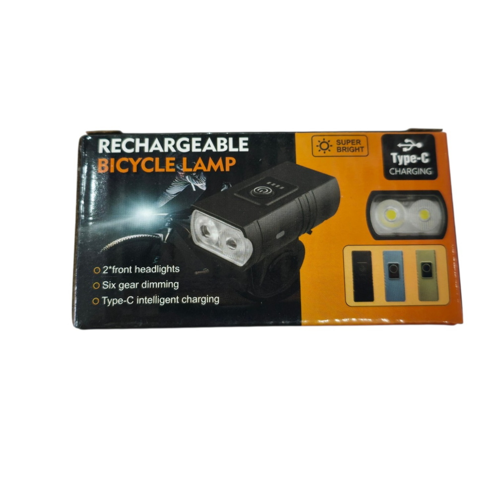 Επαναφορτιζόμενο Φανάρι Ποδηλάτου LED Διπλό USB-C με 6 Λειτουργίες – Μαύρο