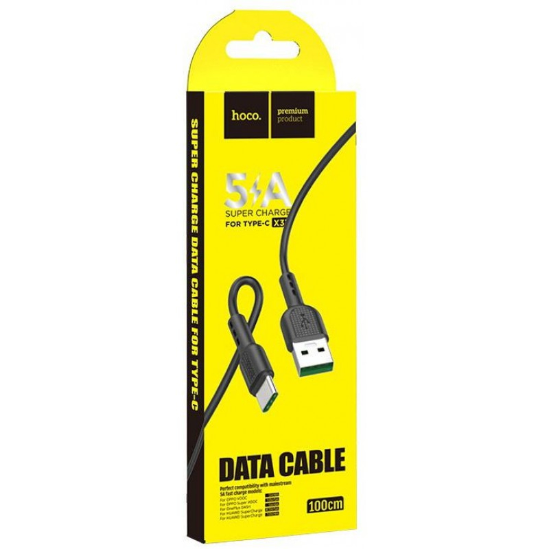 Hoco X33 Surge USB σε USB-C Fast Charging 5A Μαύρο 1m