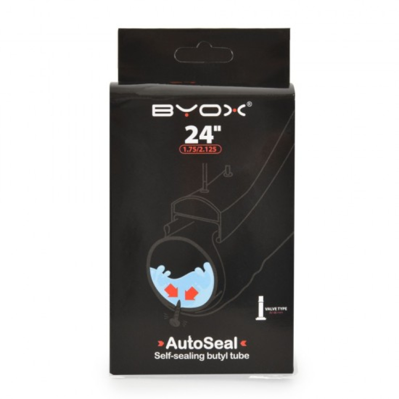 BYOX AutoSeal anti puncture butyl tube 24“*1.75/2.125 ; A/V 48mm, body width 42mm