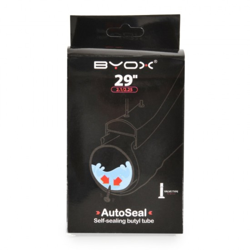 BYOX AutoSeal anti puncture butyl tube 29“*2.10/2.25 ; A/V 48mm, body width 50mmBYOX AutoSeal anti puncture butyl tube 29“*2.10/2.25 ; A/V 48mm, body width 50mm