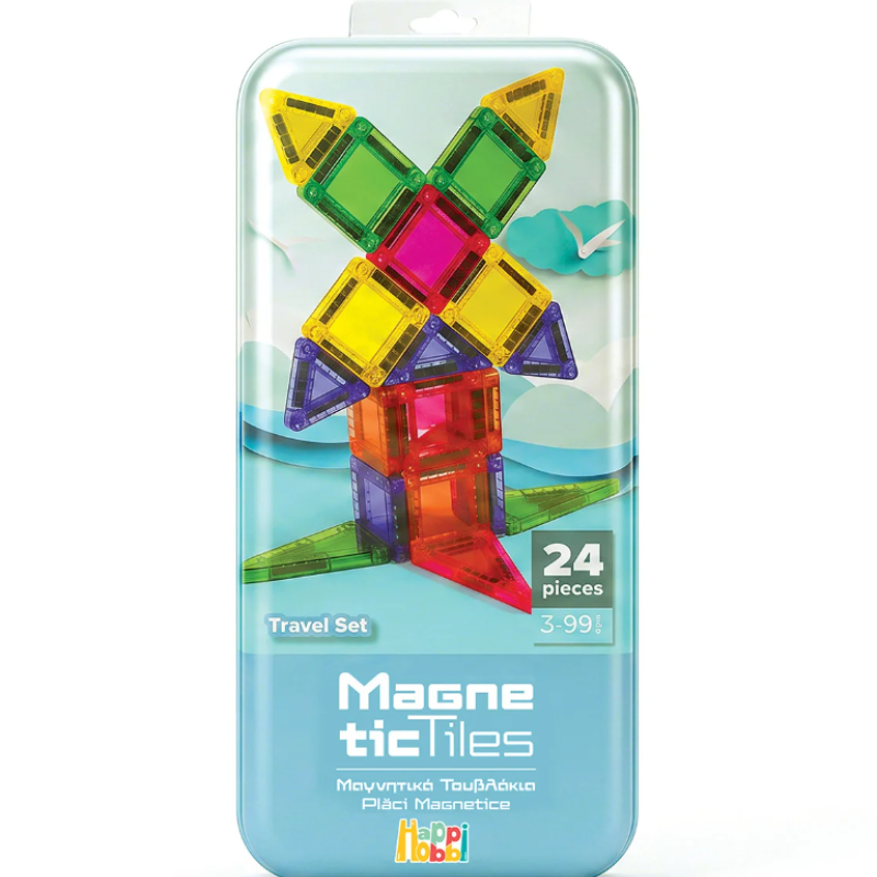 HappiHobbi Μαγνητικά Τουβλάκια Travel Set 24 τμχ Για 3+ Ετών