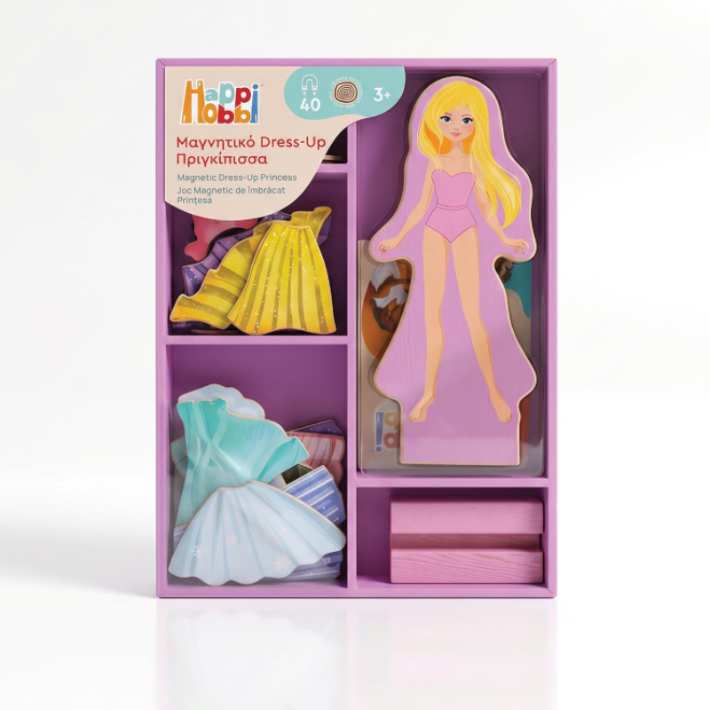 Happi Hobbi Magnet Wooden Doll Assortment of 2 Για 3+ Ετών Πριγκίπισσα